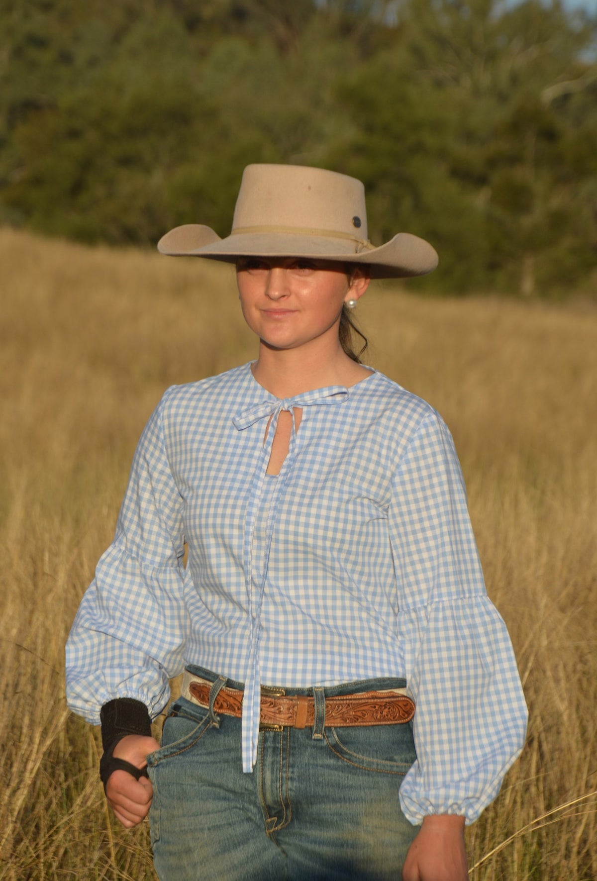 GEORGIE BLOUSE ~ Sky Blue Gingham  image 1