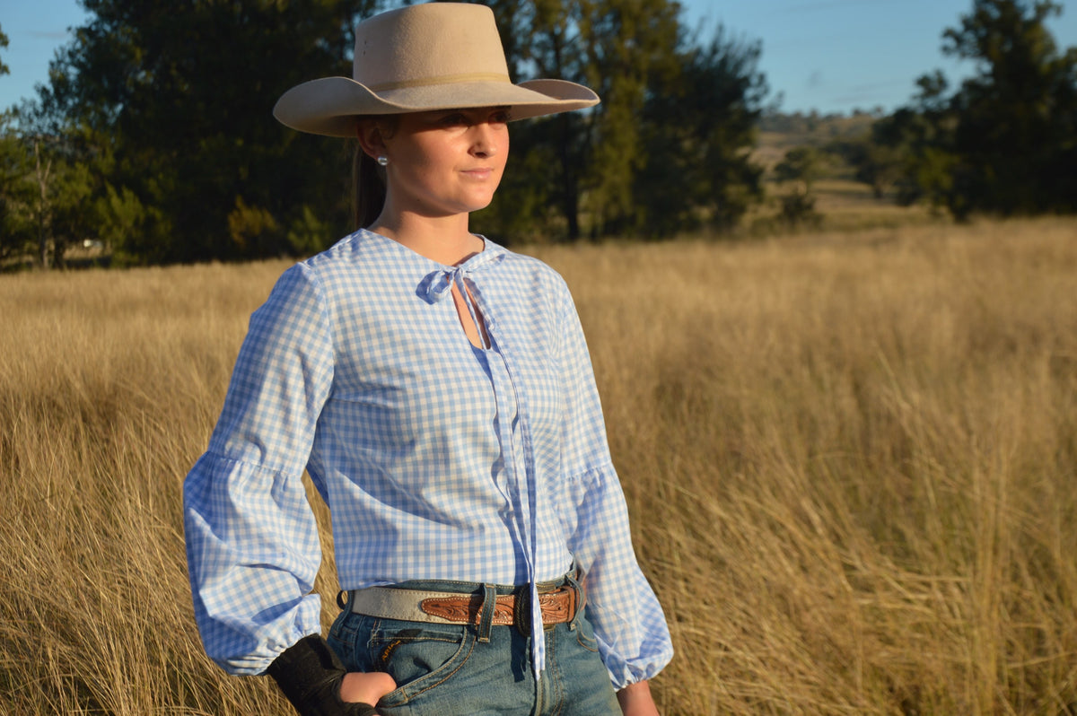 GEORGIE BLOUSE ~ Sky Blue Gingham  image 0
