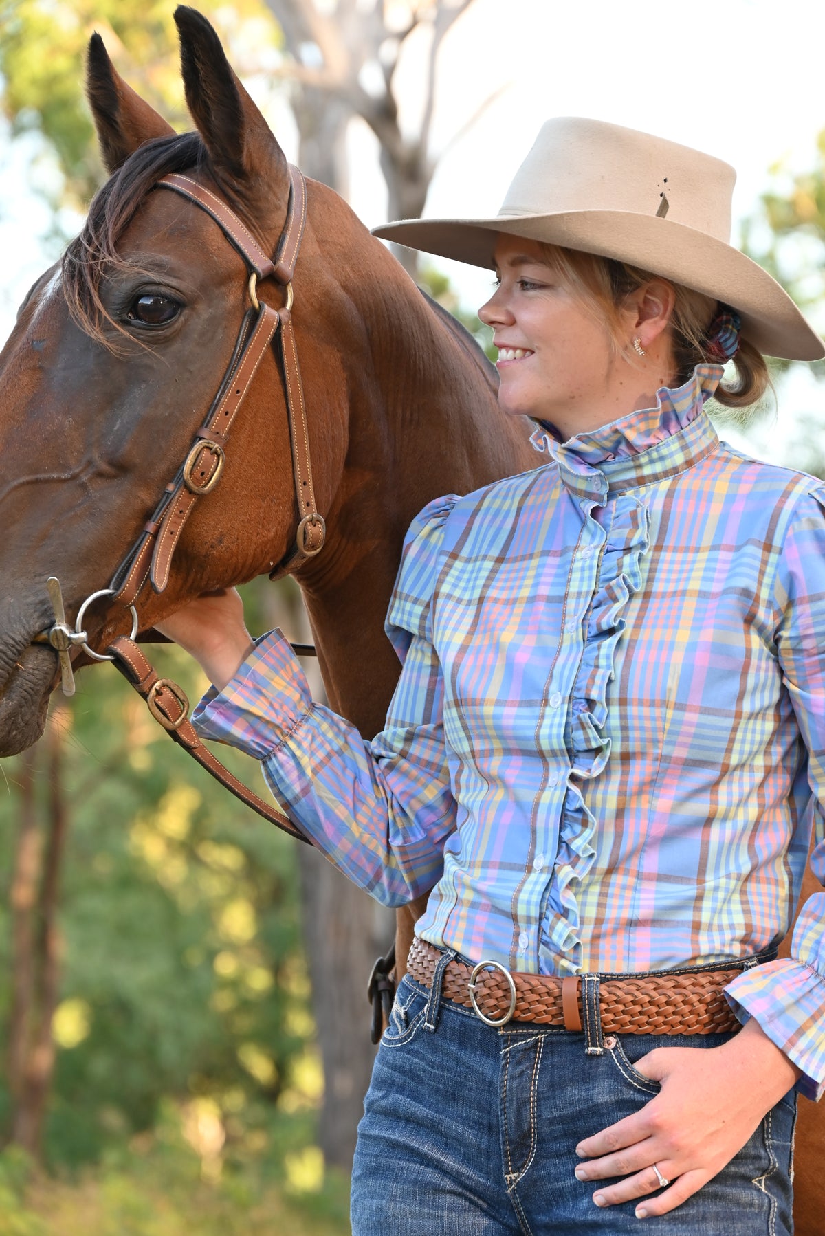Kate Soft Ruffle Arena Shirt ~ Lilac Plaid  image 0