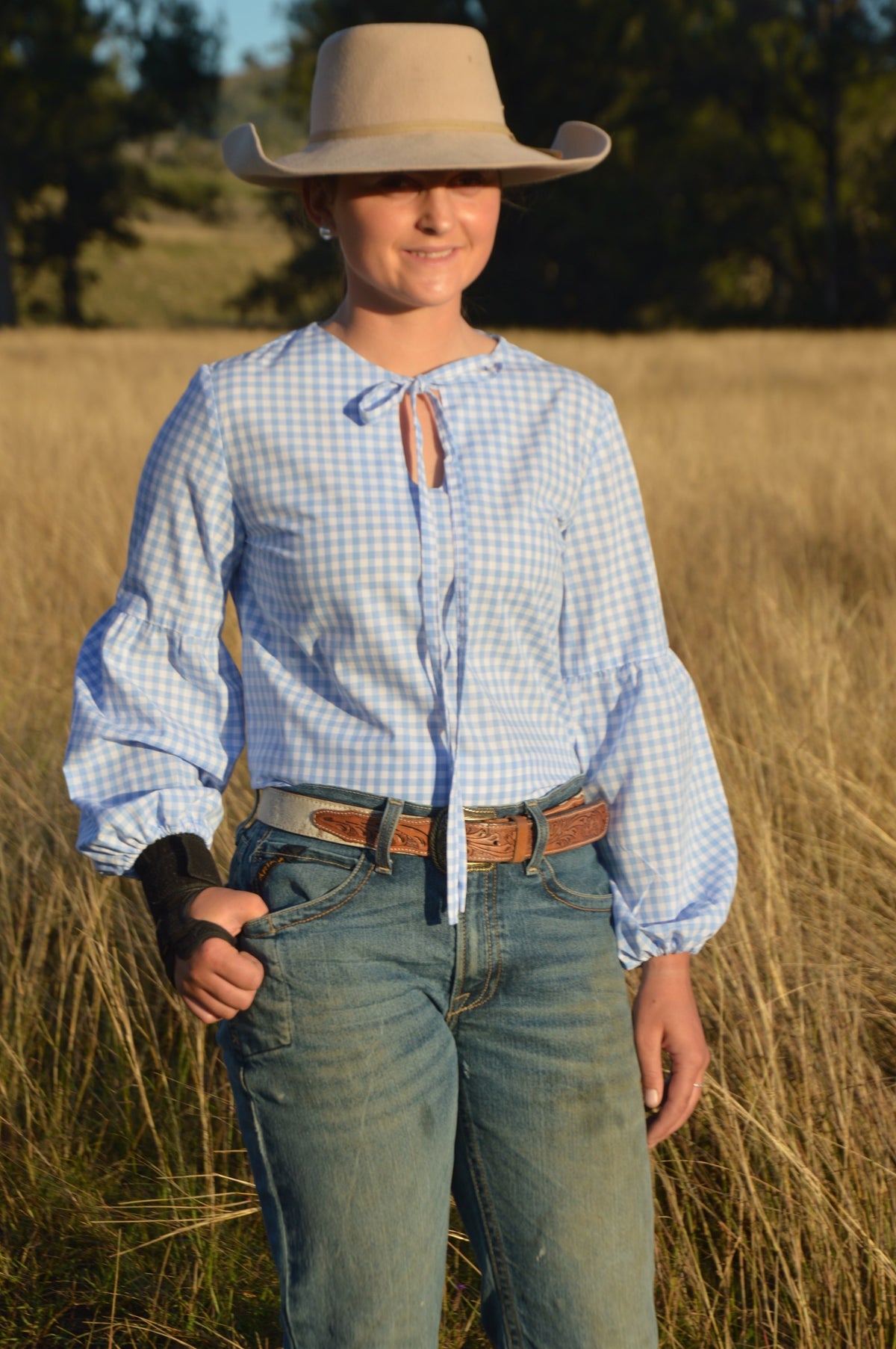 GEORGIE BLOUSE ~ Sky Blue Gingham  image 3