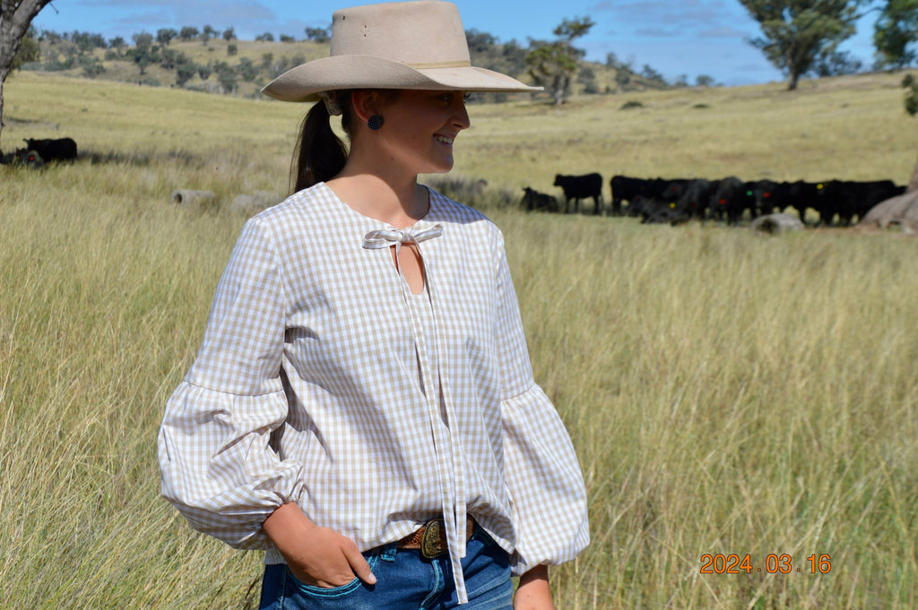Georgie Blouse ~ Bone Gingham image 0
