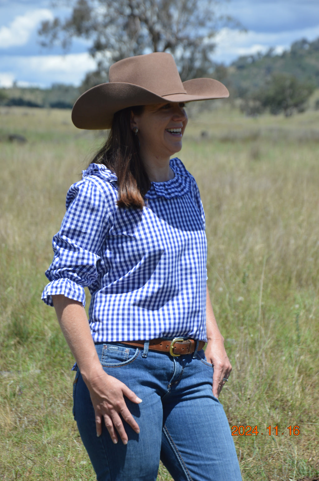 Susie Blouse ~ Royal Blue Gingham