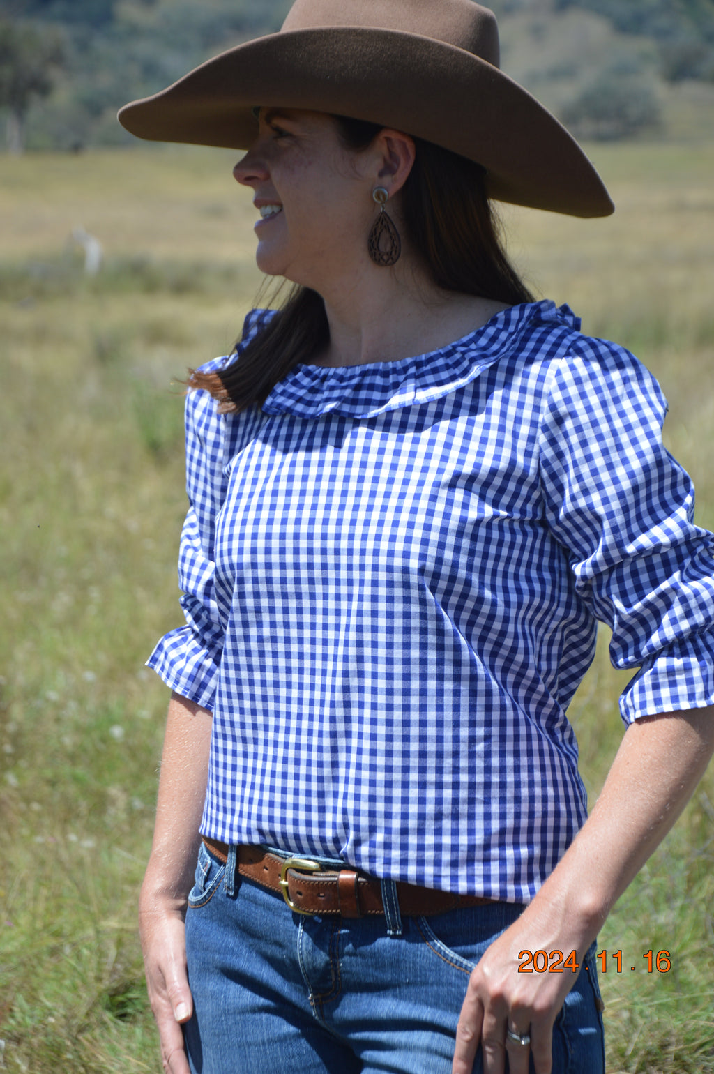 Susie Blouse ~ Royal Blue Gingham