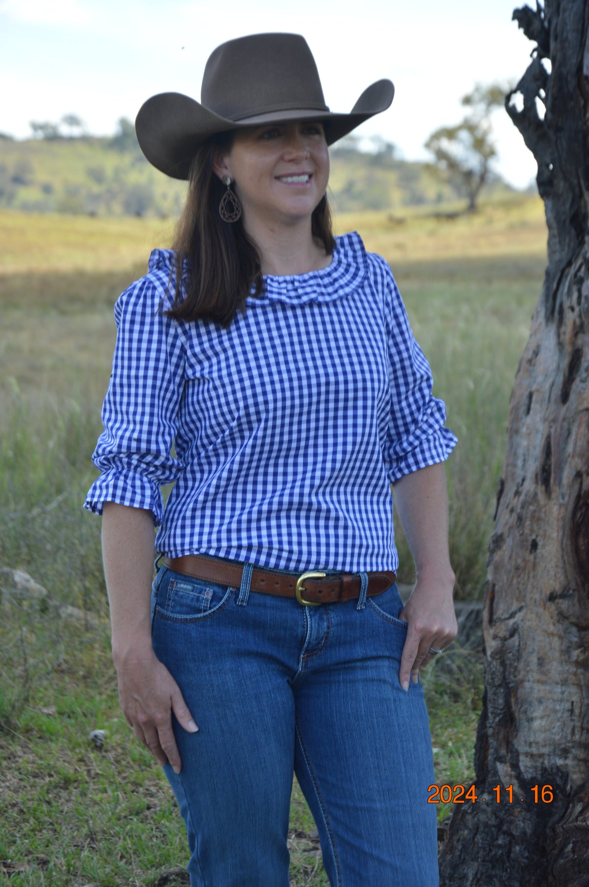 Susie Blouse ~ Royal Blue Gingham