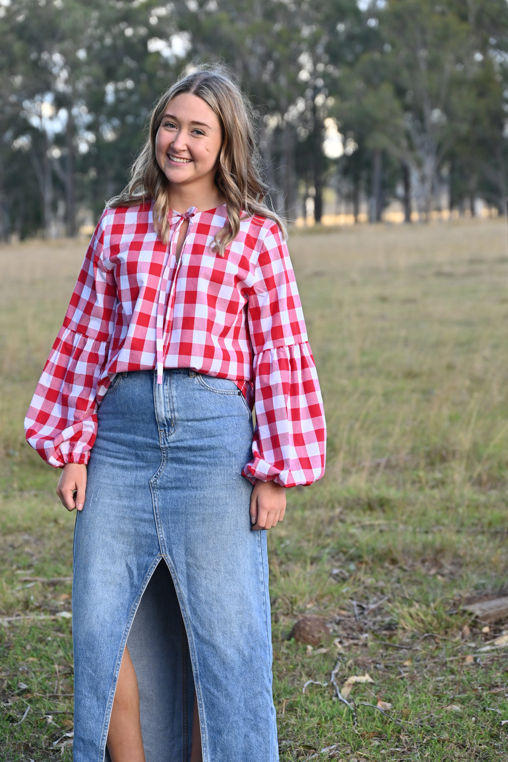 Georgie Blouse ~ Red Gingham