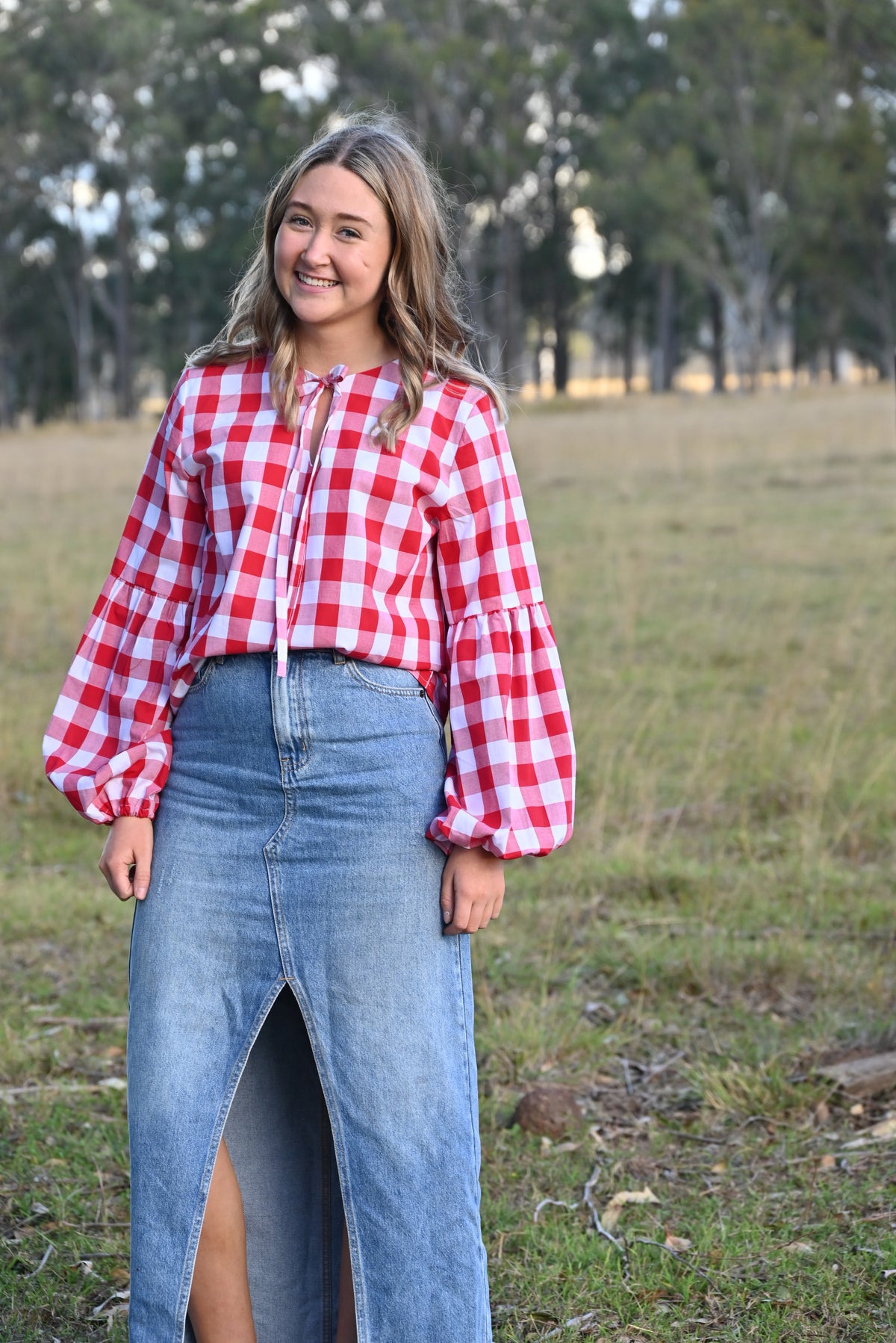 Georgie Blouse ~ Red Gingham