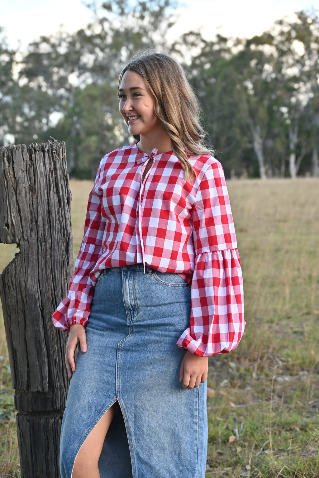 Georgie Blouse ~ Red Gingham