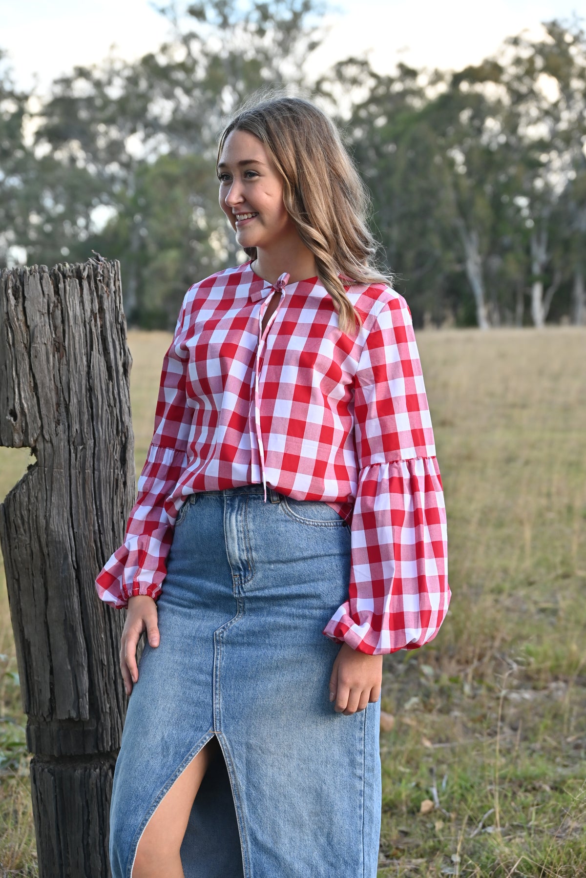 Georgie Blouse ~ Red Gingham