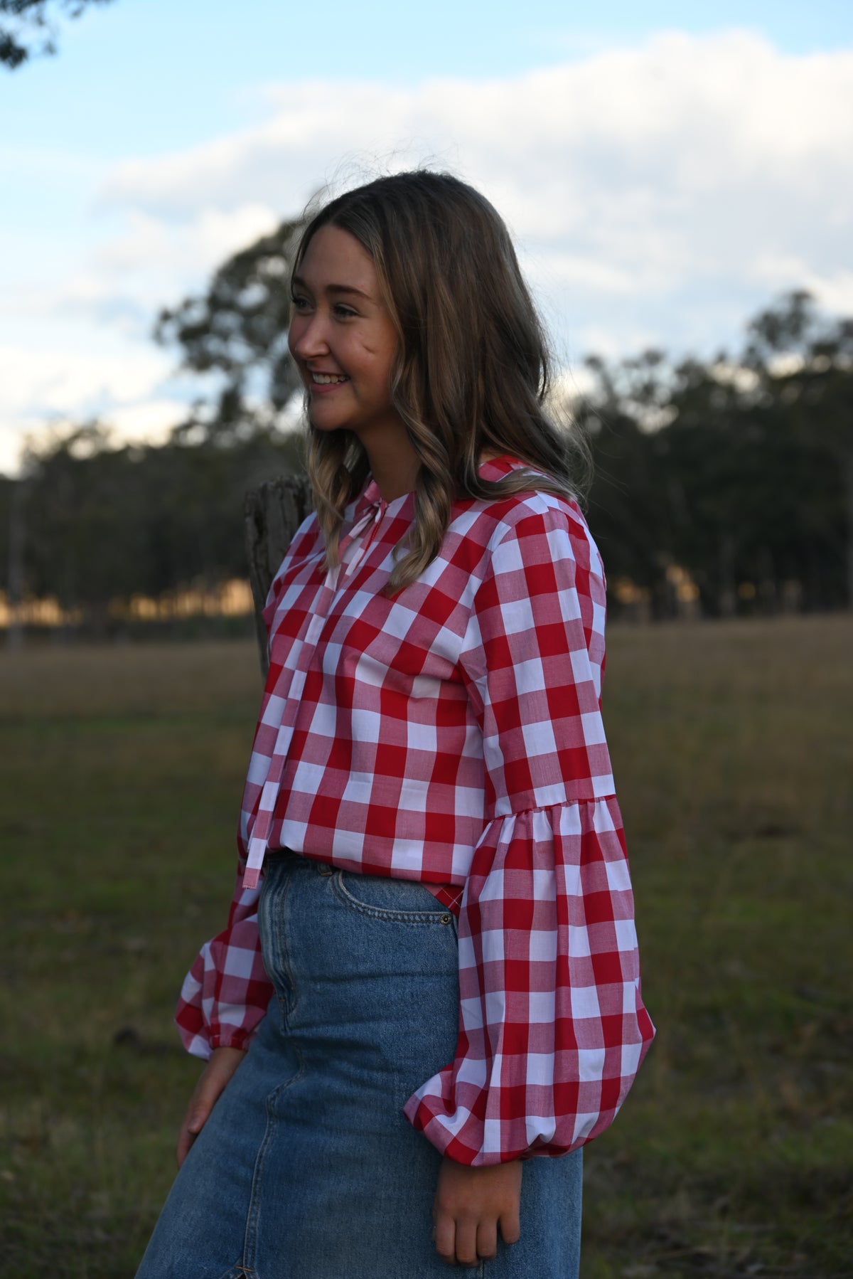 Georgie Blouse ~ Red Gingham
