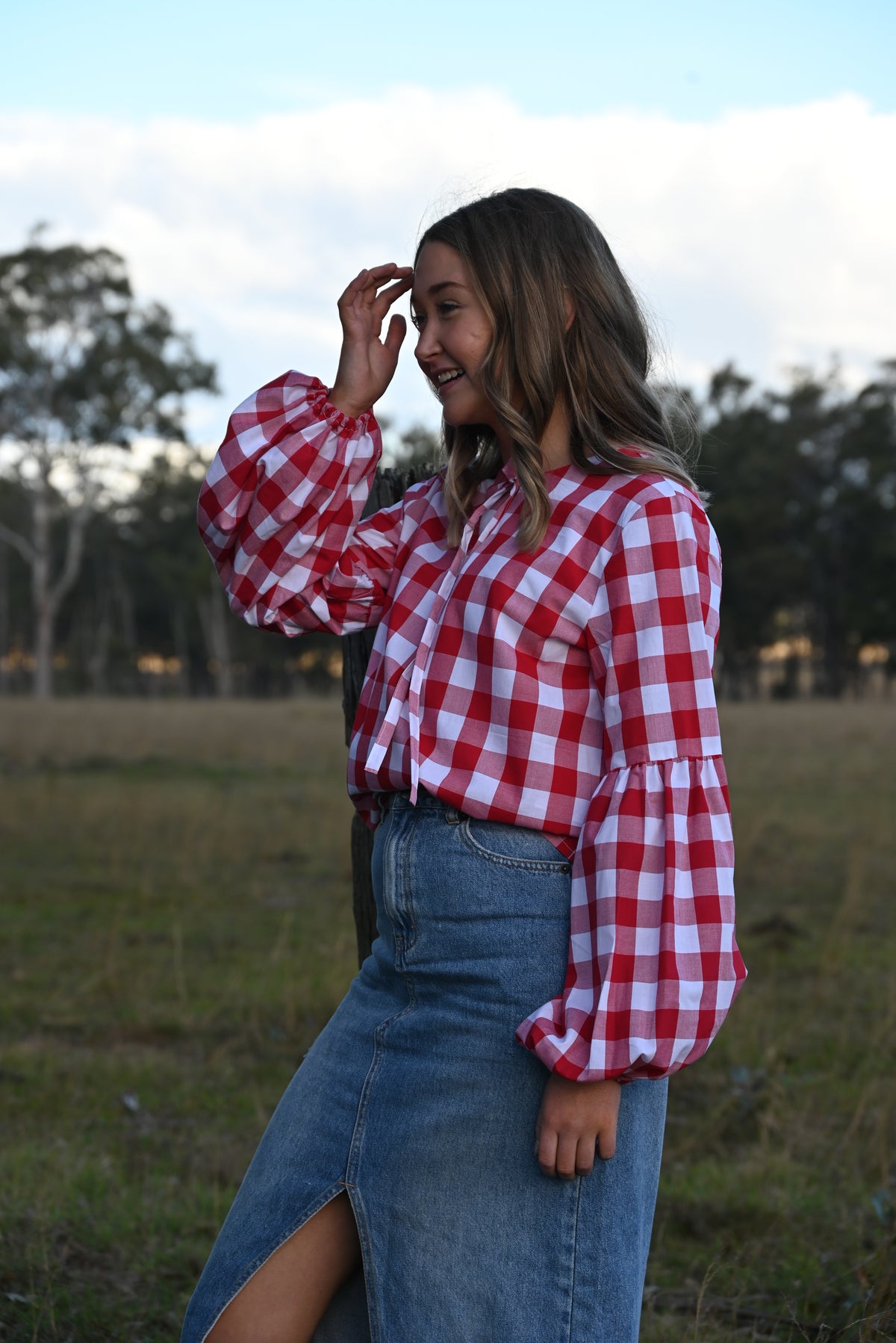 Georgie Blouse ~ Red Gingham