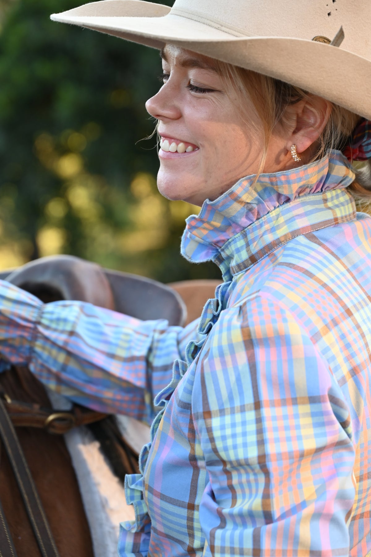 Kate Soft Ruffle Arena Shirt ~ Lilac Plaid  image 5