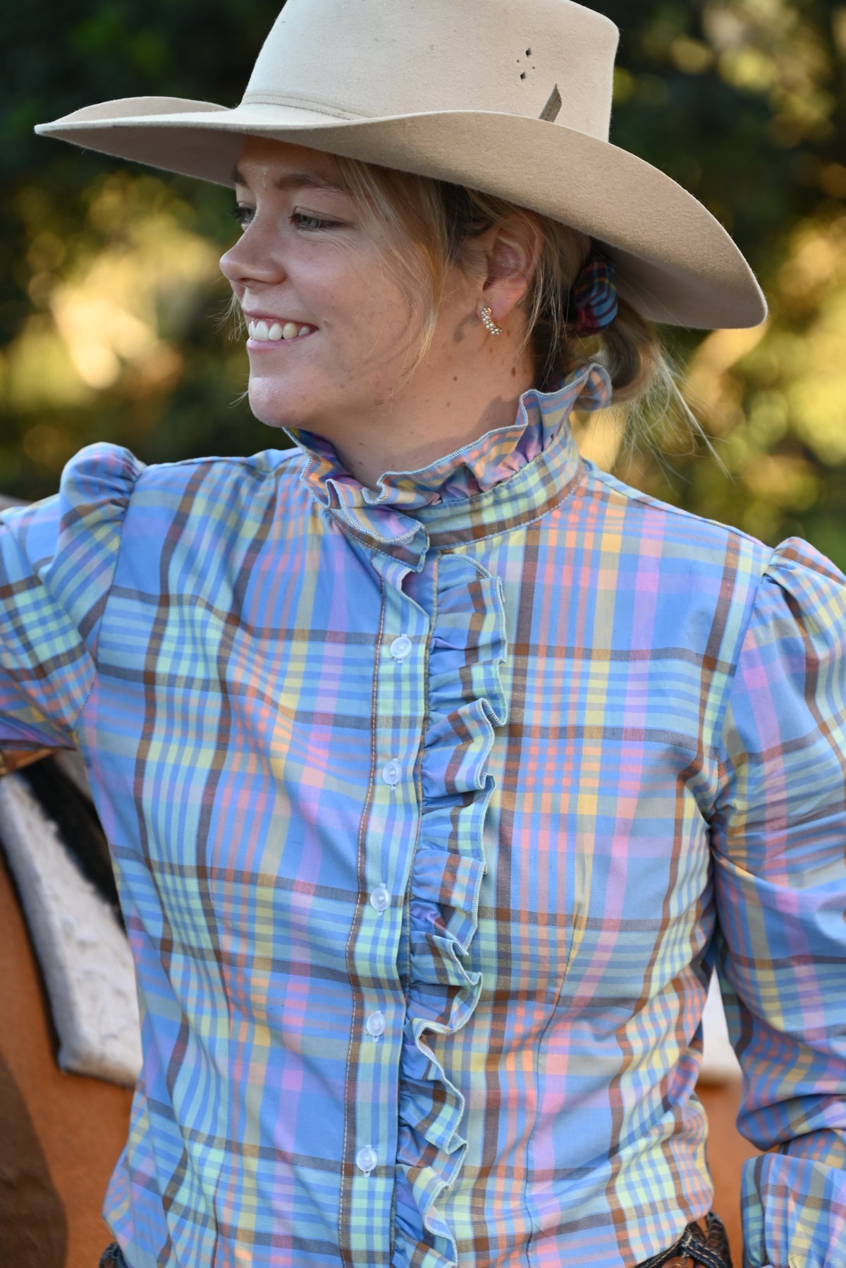 Kate Soft Ruffle Arena Shirt ~ Lilac Plaid  image 6