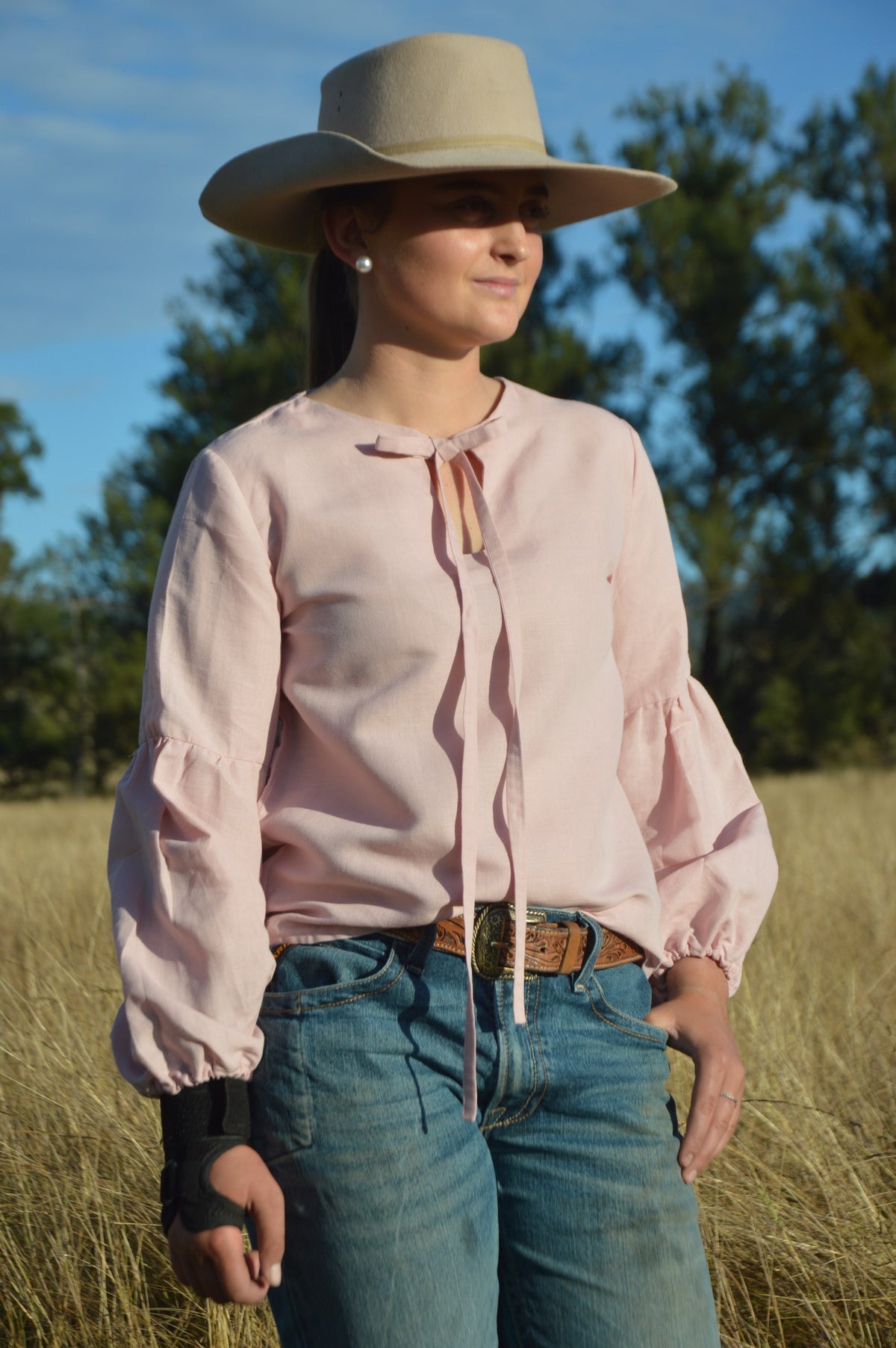 GEORGIE BLOUSE ~ Pink Linen Puff Sleeve  image 3