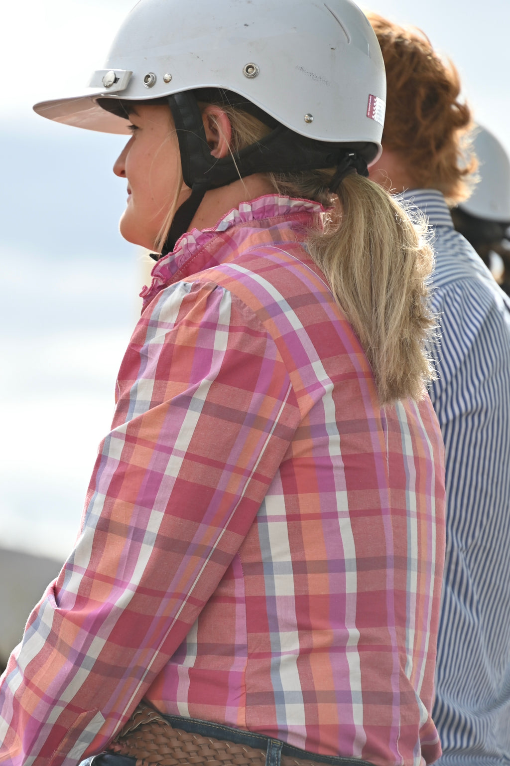 Evie Cotton Soft Ruffle Arena Shirt ~  Coral Plaid  image 5