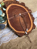 Single Pearl Tan Leather Choker  image 0