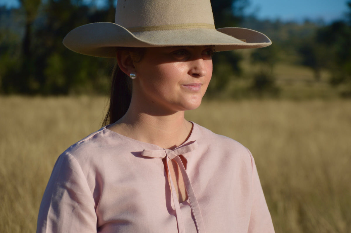 GEORGIE BLOUSE ~ Pink Linen Puff Sleeve  image 1
