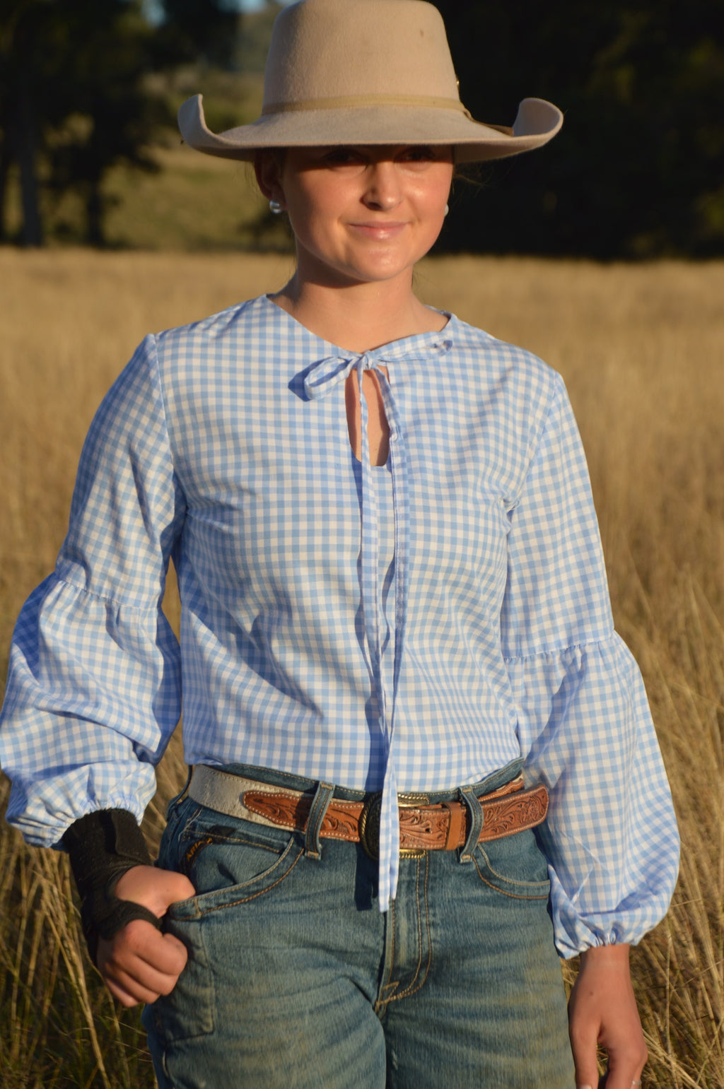 GEORGIE BLOUSE ~ Sky Blue Gingham  image 2